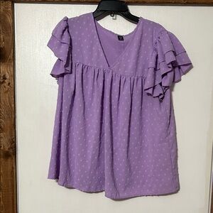 SHEIN Purple Ruffle Sleeve Blouse